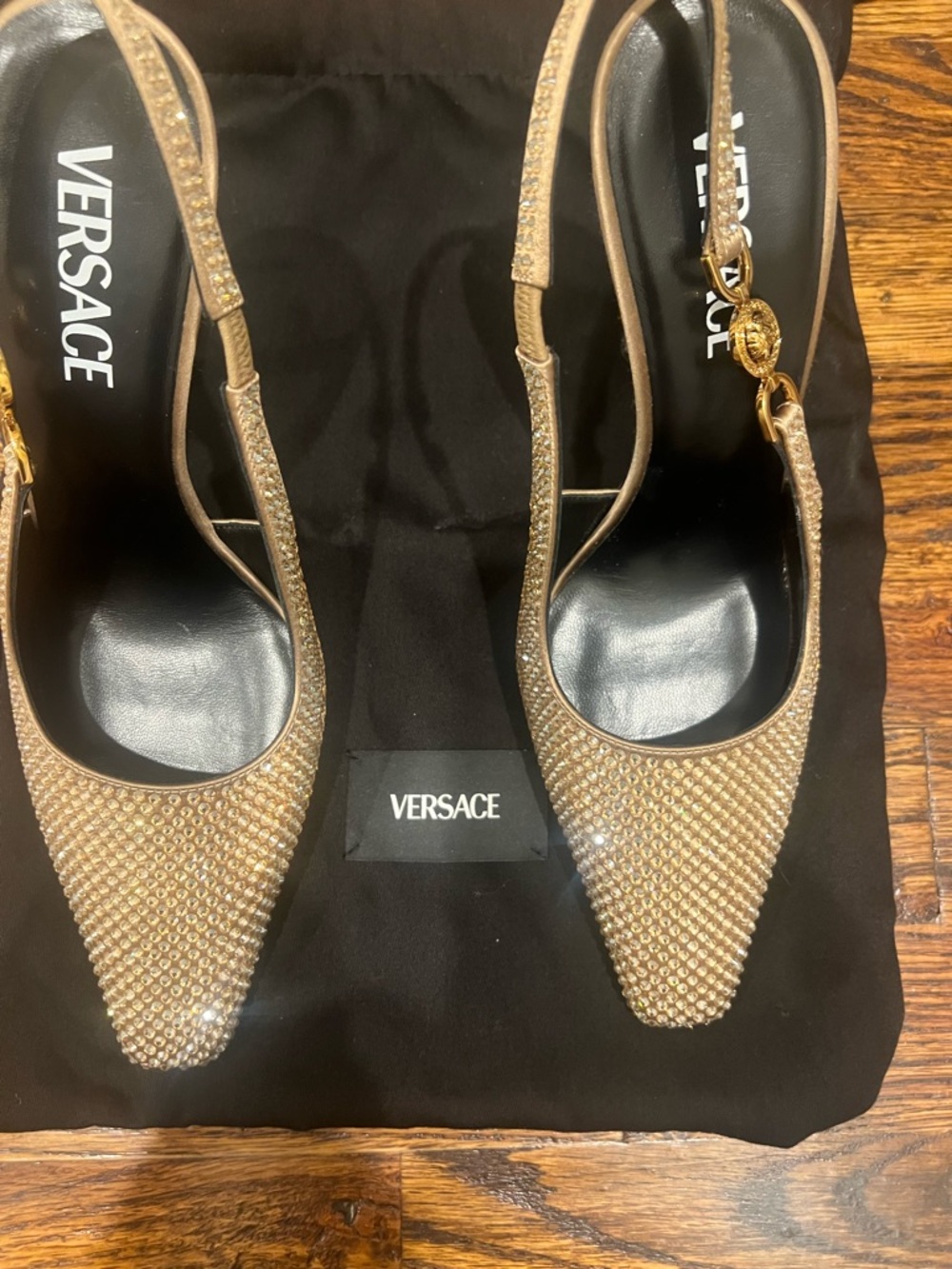 Versace Champagne Crystal Slingback Heels - Picture 4 of 6